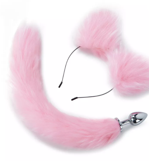 Tiara y Plug Rosa y Blanco