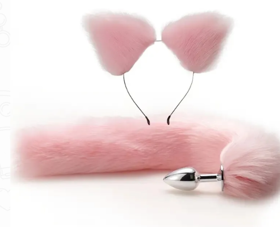 Tiara y Plug Rosa y Blanco