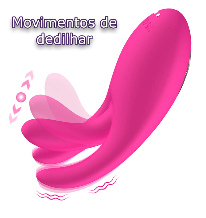 Vibrador con movimiento de dedos y estimulador de clítoris