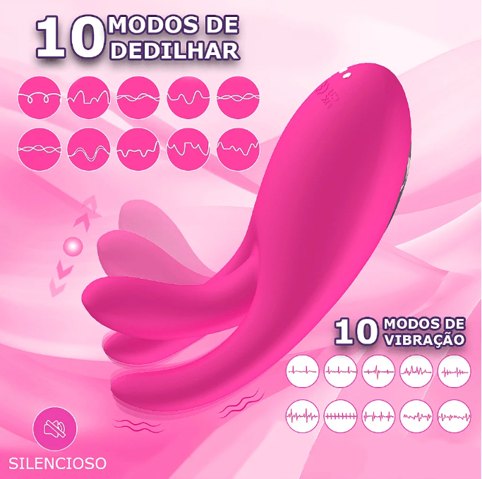 Vibrador con movimiento de dedos y estimulador de clítoris
