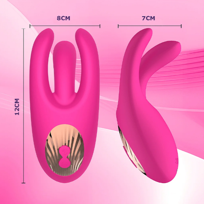 Vibrador con movimiento de dedos y estimulador de clítoris