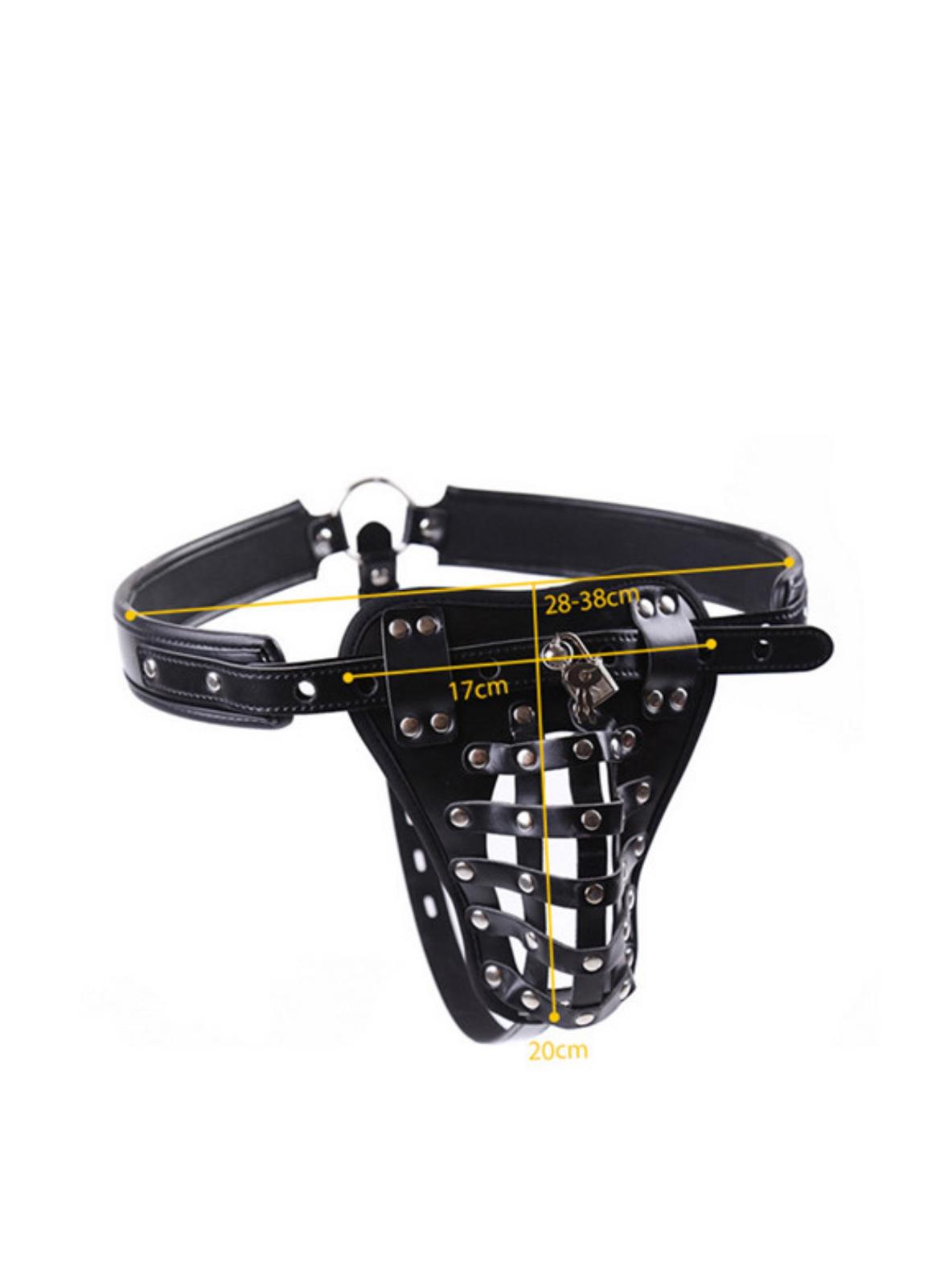 Cinturon de Castidad Masculino Cuero Juego Sexual BDSM